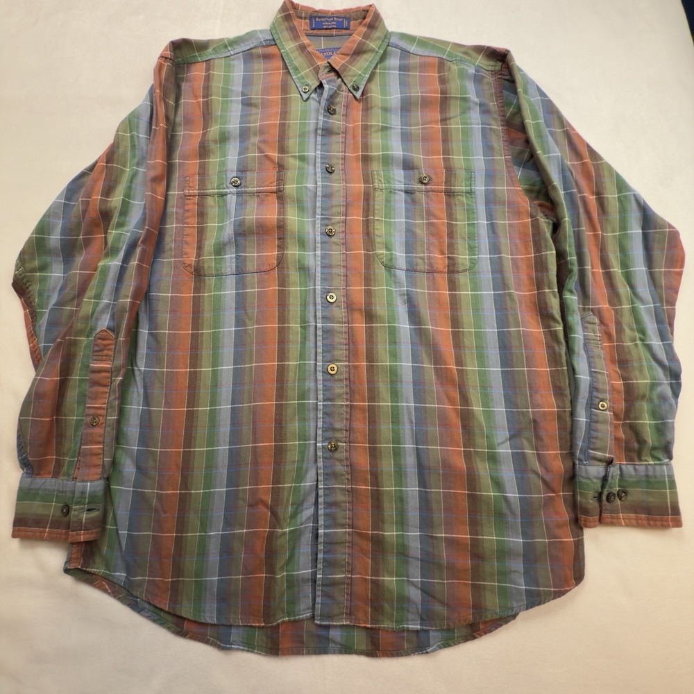 PENDLETON‎ Plaid Red Blue Button Down LS Mens Cotton Expedition Shirt Size M